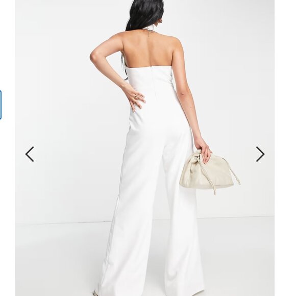 True Violet Bridal Halter-neck Wide Leg Jumpsuit - Picture 2 of 11